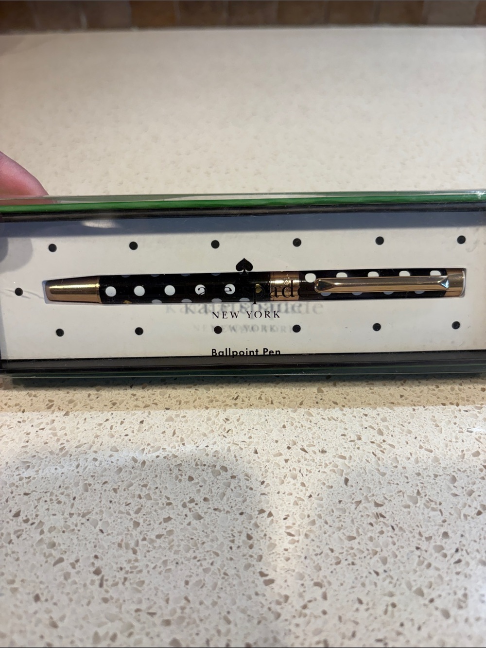 kate spade NWT black & white polka dot pen with matching pouch - Picture 6 of 8